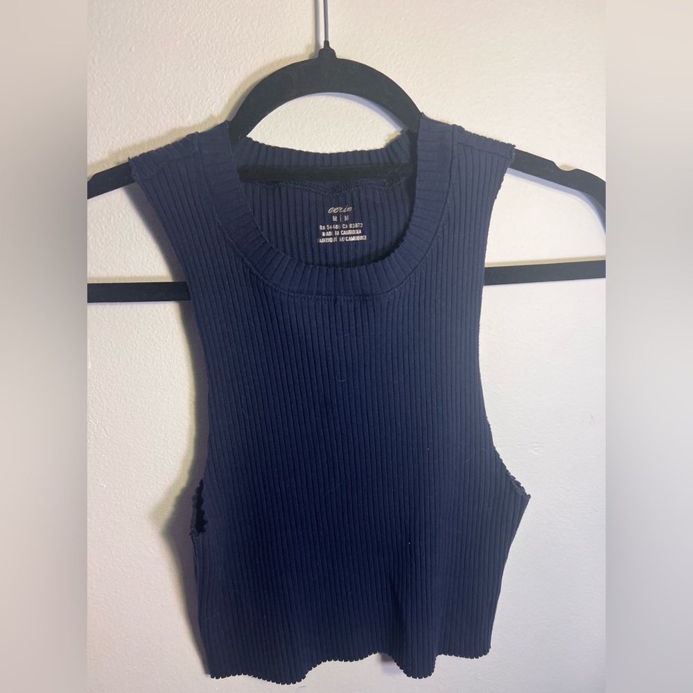 Aerie Navy Ribbed Tank Top